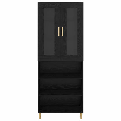 vidaXL Bahut haut noir aspect chêne 69,5 x 34 x 180 cm