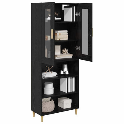vidaXL Bahut haut noir aspect chêne 69,5 x 34 x 180 cm