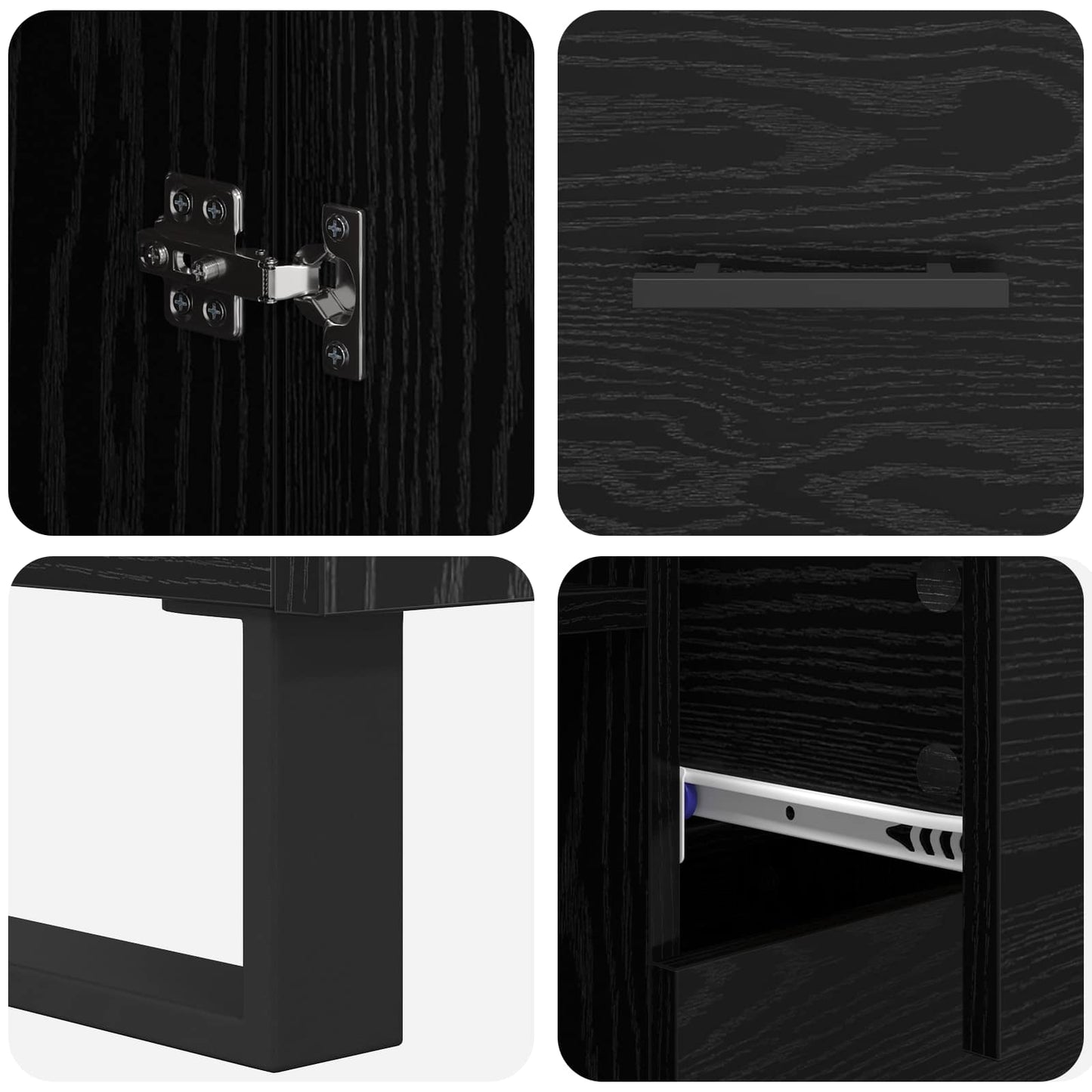 vidaXL Vaisselier 2 pcs Noir aspect chêne 69,5 x 34 x 180 cm