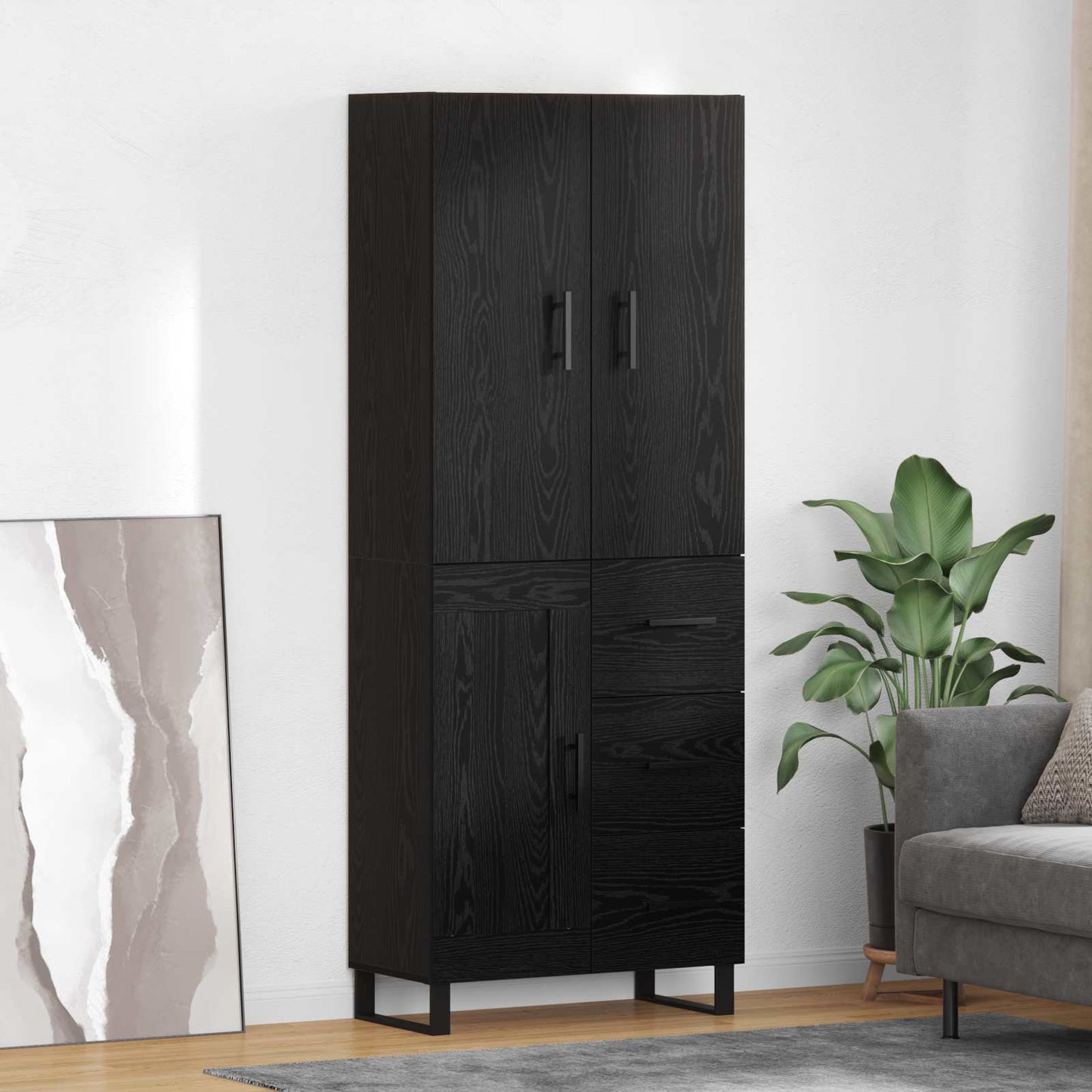 vidaXL Vaisselier 2 pcs Noir aspect chêne 69,5 x 34 x 180 cm