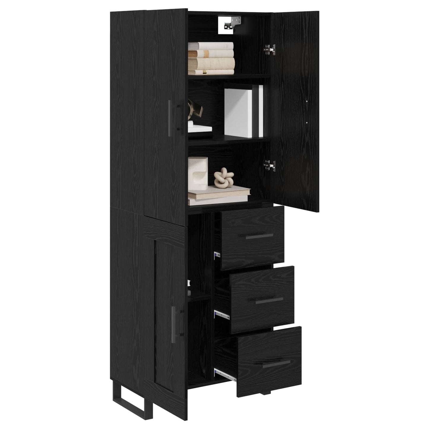 vidaXL Vaisselier 2 pcs Noir aspect chêne 69,5 x 34 x 180 cm