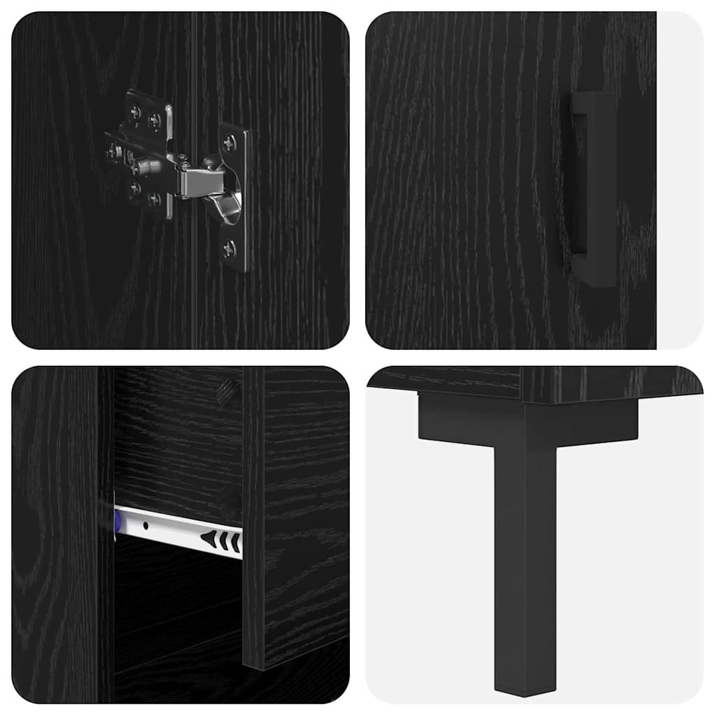 vidaXL Highboard 2 pcs noir aspect chêne bois d'ingénierie