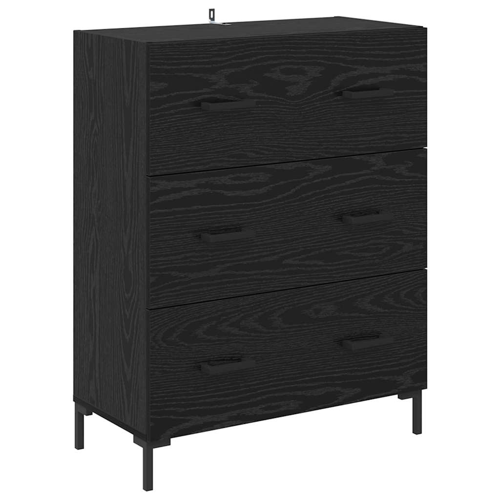 vidaXL Highboard 2 pcs noir aspect chêne bois d'ingénierie