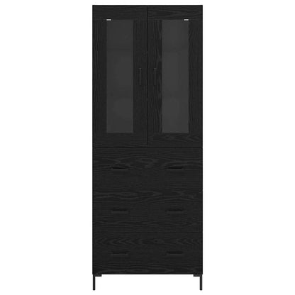 vidaXL Highboard 2 pcs noir aspect chêne bois d'ingénierie