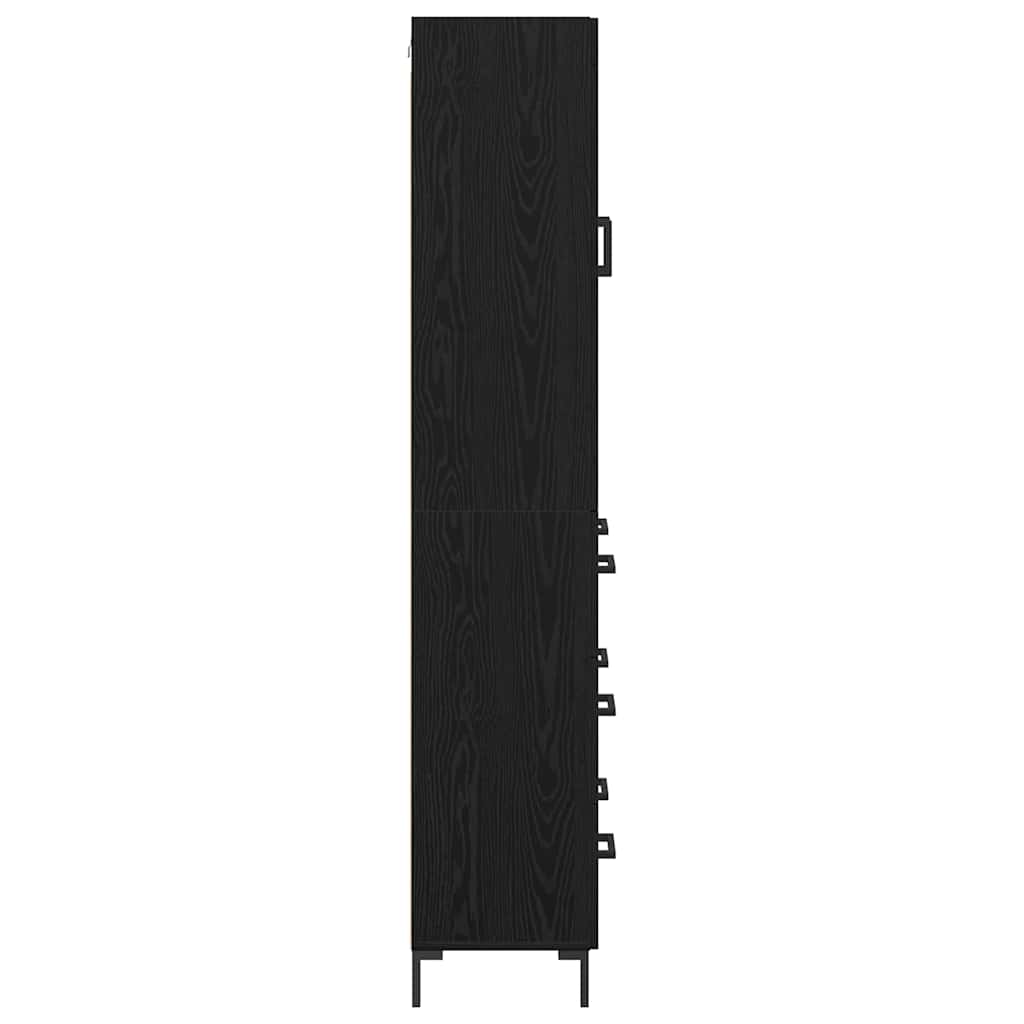 vidaXL Highboard 2 pcs noir aspect chêne bois d'ingénierie