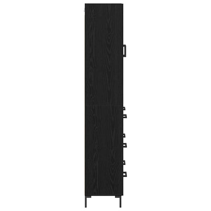 vidaXL Highboard 2 pcs noir aspect chêne bois d'ingénierie