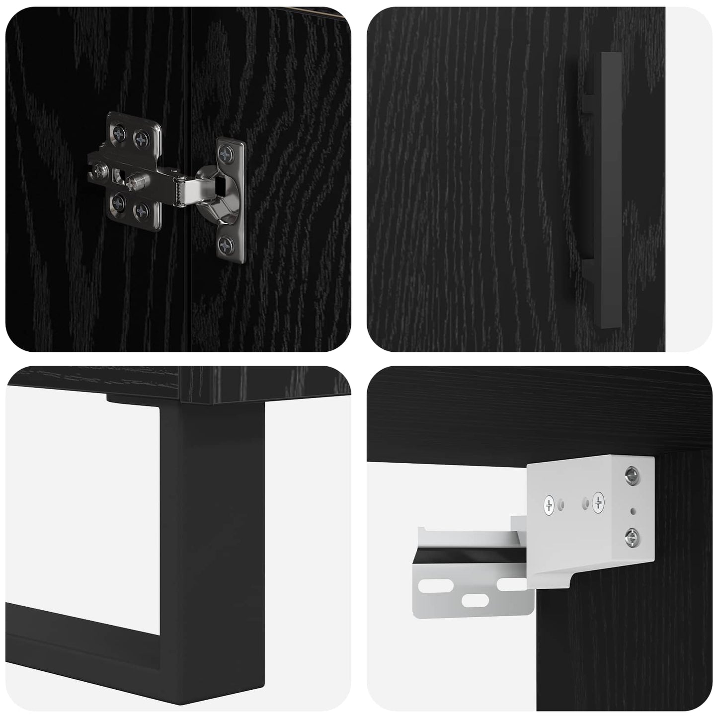 Highboard Schwarz Eichen-Optik 69,5 x 34 x 180 cm Holzwerkstoff