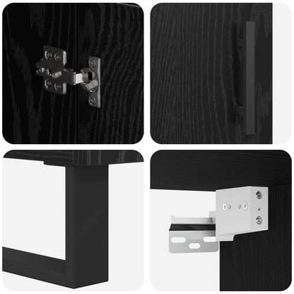 Highboard Schwarz Eichen-Optik 69,5 x 34 x 180 cm Holzwerkstoff