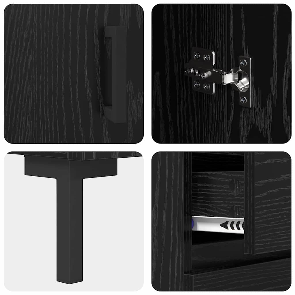 vidaXL Highboard 2 pcs Schwarz Eichen-Optik Holzwerkstoff