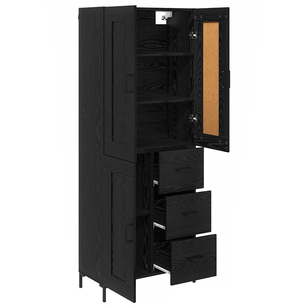 vidaXL Highboard 2 pcs Schwarz Eichen-Optik Holzwerkstoff