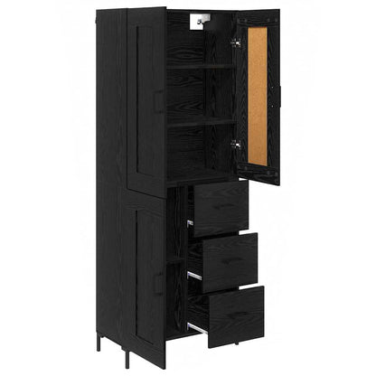 vidaXL Highboard 2 pcs Schwarz Eichen-Optik Holzwerkstoff
