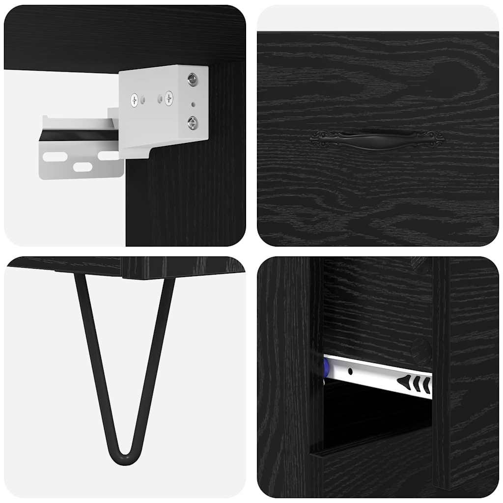 vidaXL Highboard 2 pcs Schwarz Eichen-Optik Holzwerkstoff