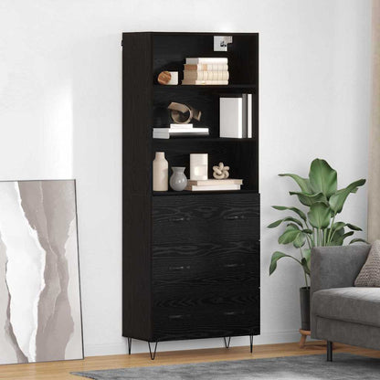 vidaXL Highboard 2 pcs Schwarz Eichen-Optik Holzwerkstoff