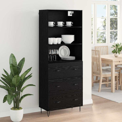 vidaXL Highboard 2 pcs Schwarz Eichen-Optik Holzwerkstoff
