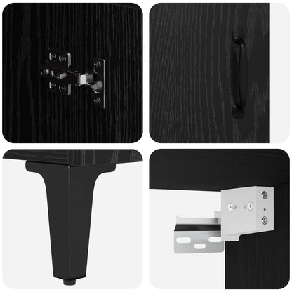 Highboard Schwarz Eichen-Optik 69,5 x 34 x 180 cm Holzwerkstoff