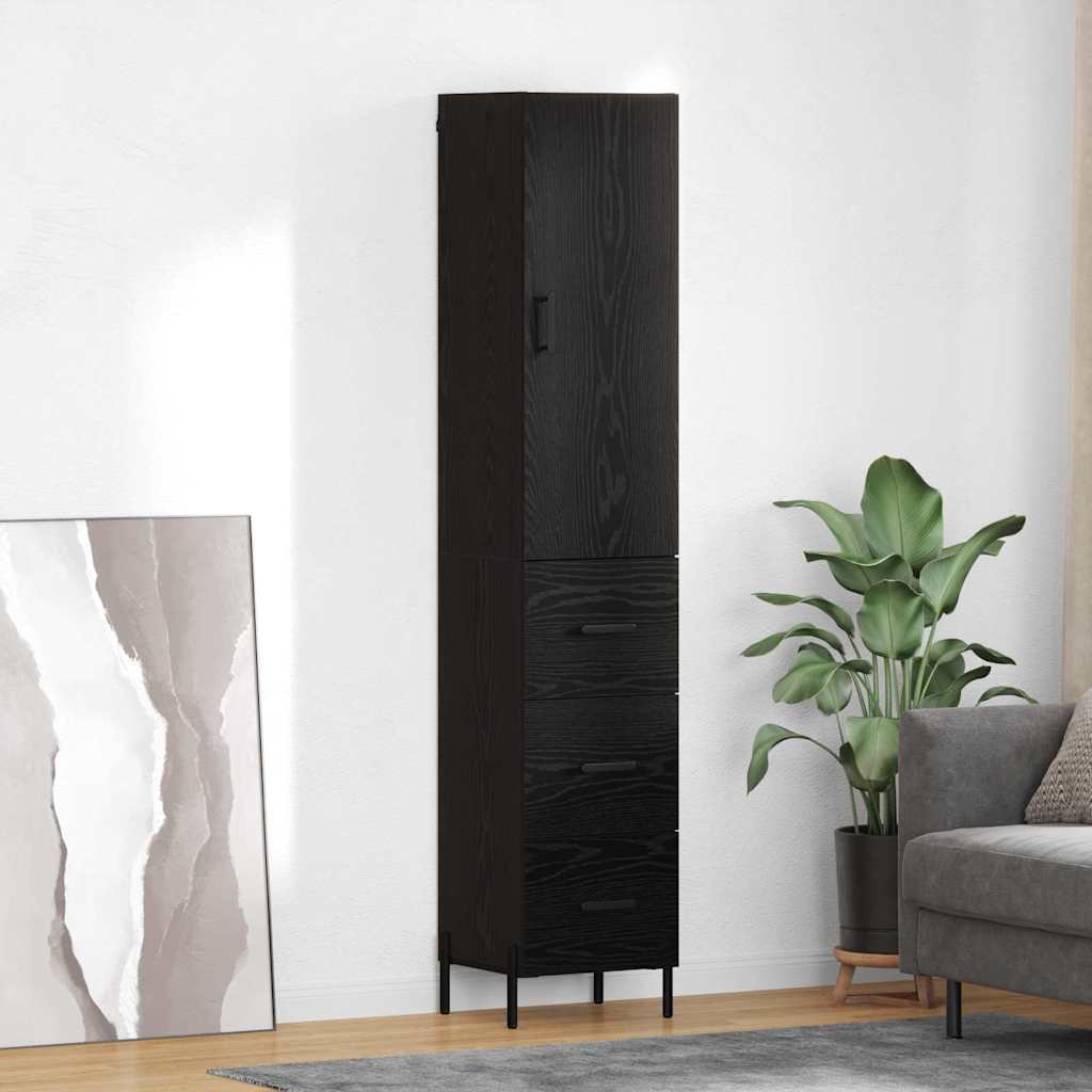 vidaXL Highboard Schwarz Eichen-Optik 34,5 x 34 x 180 cm Holzwerkstoff