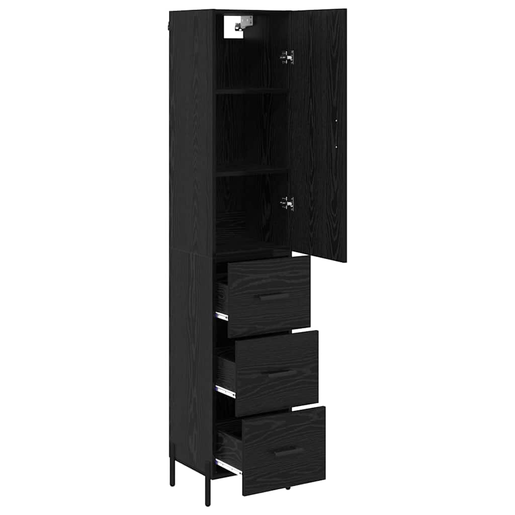 vidaXL Highboard Schwarz Eichen-Optik 34,5 x 34 x 180 cm Holzwerkstoff