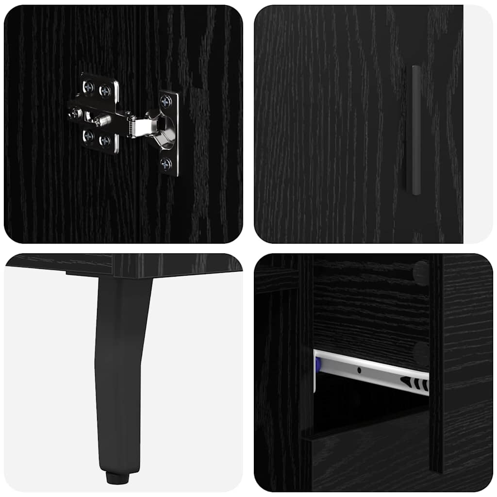 vidaXL Highboard 2 pcs Schwarz Eichen-Optik Engineered Wood und Glas