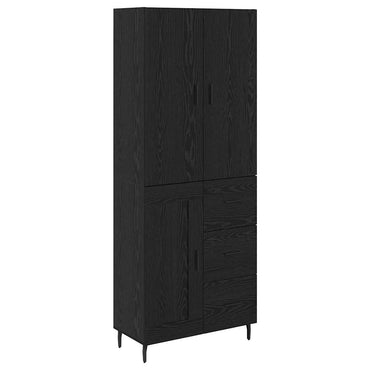 vidaXL Highboard 2 pcs Schwarz Eichen-Optik Engineered Wood und Glas