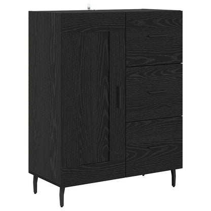 vidaXL Highboard 2 pcs Schwarz Eichen-Optik Engineered Wood und Glas