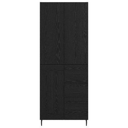 vidaXL Highboard 2 pcs Schwarz Eichen-Optik Engineered Wood und Glas