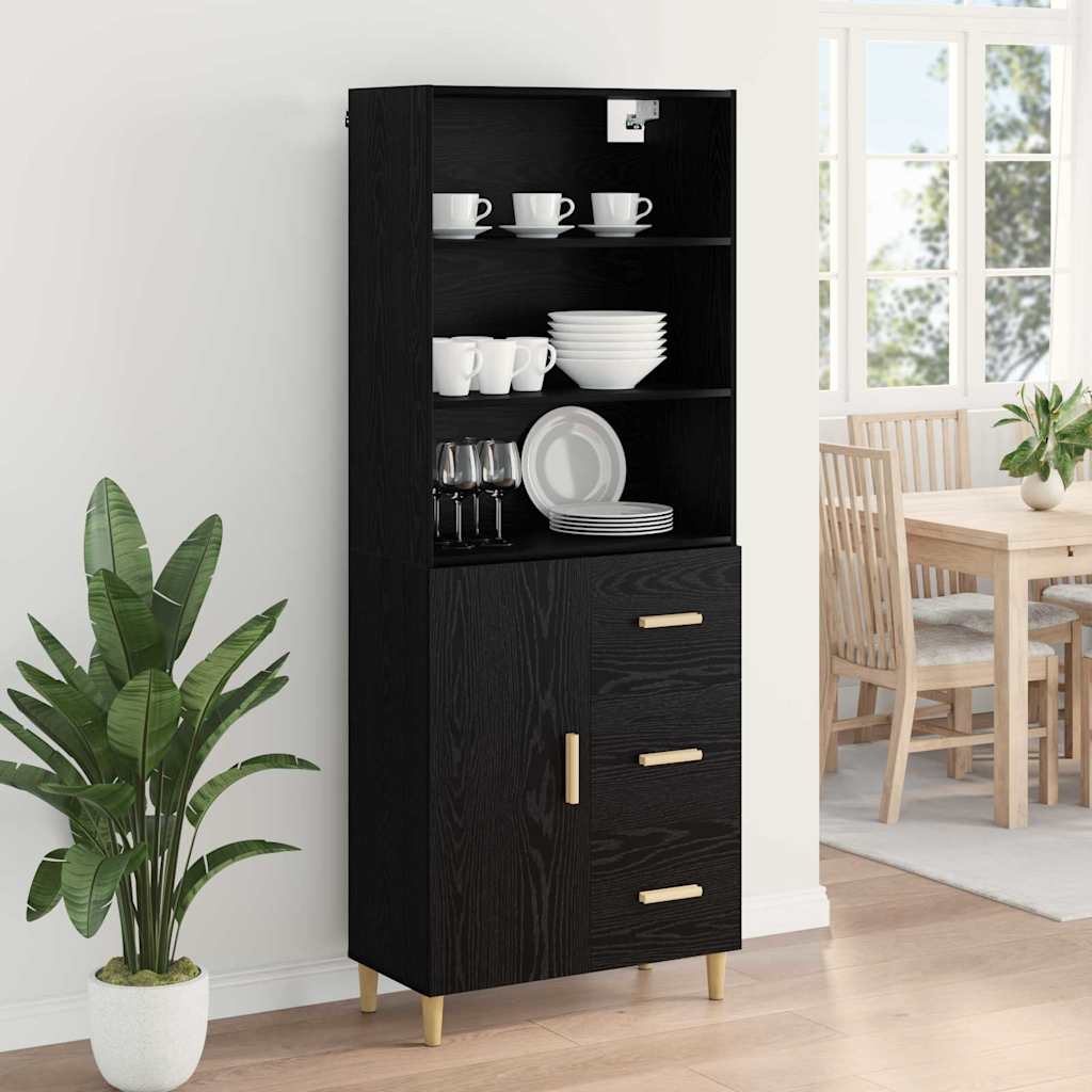 vidaXL Highboard Schwarz Eichen-Optik 69,5 x 32,5 x 180 cm