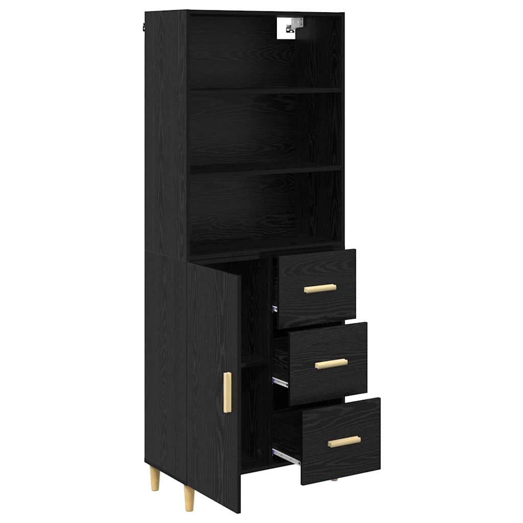 vidaXL Highboard Schwarz Eichen-Optik 69,5 x 32,5 x 180 cm