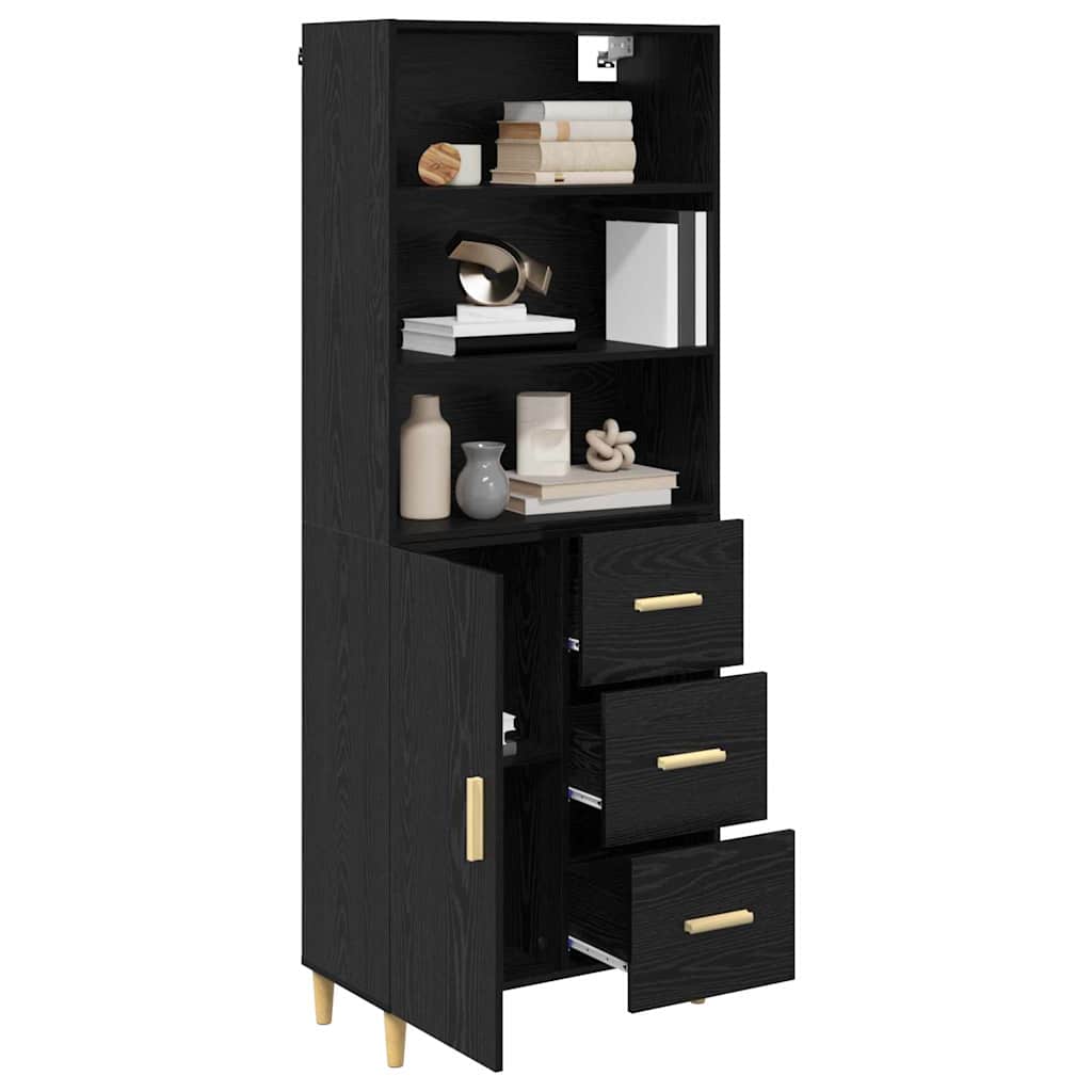 vidaXL Highboard Schwarz Eichen-Optik 69,5 x 32,5 x 180 cm