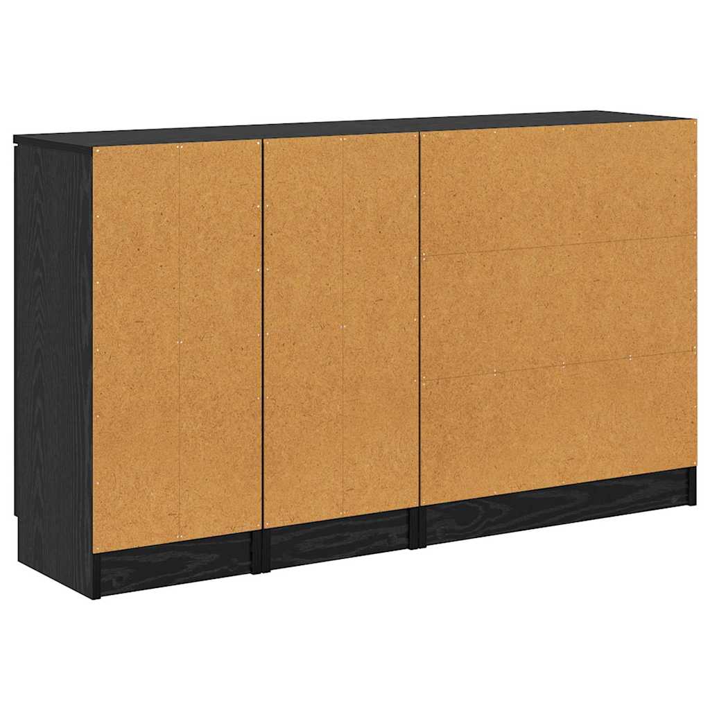 vidaXL Sideboard 3 pcs Schwarz Eichen-Optik Holzwerkstoff