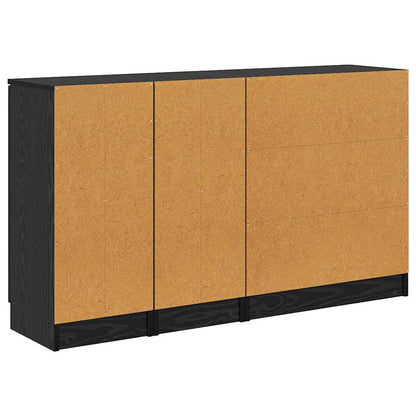 vidaXL Sideboard 3 pcs Schwarz Eichen-Optik Holzwerkstoff