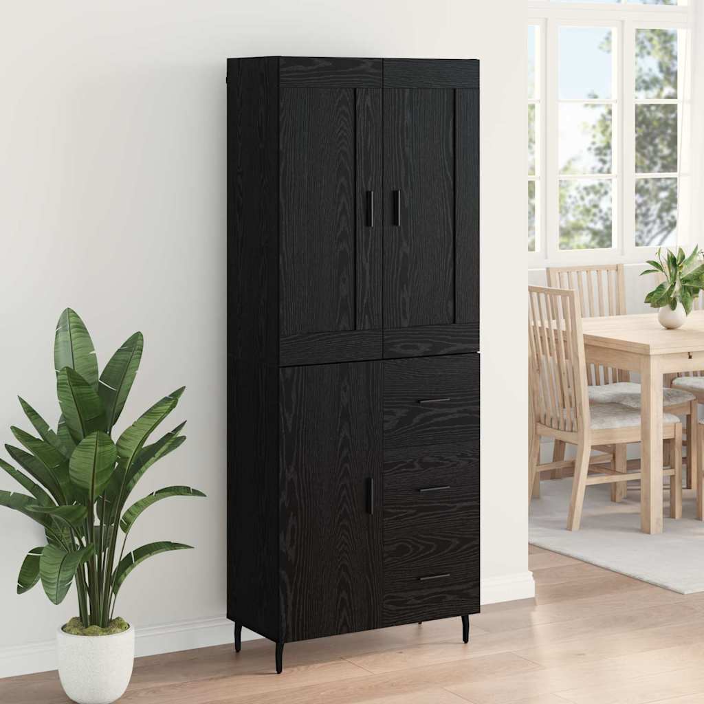 vidaXL Highboard 2 pcs Schwarz Eichen-Optik Holzwerkstoff