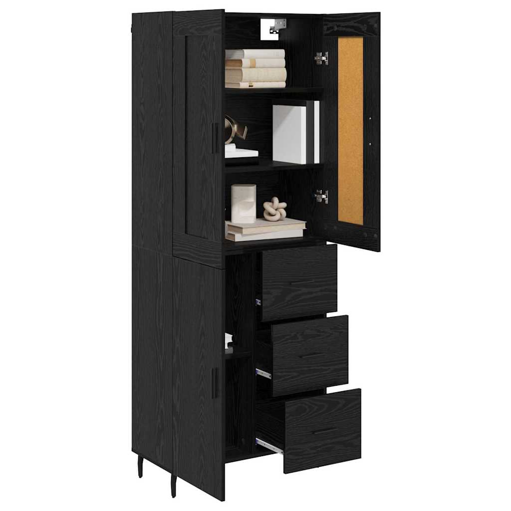 vidaXL Highboard 2 pcs Schwarz Eichen-Optik Holzwerkstoff