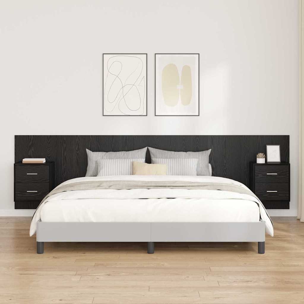 vidaXL Tête de lit avec rangement 3 pcs Noir Aspect Chêne Bois d'ingénierie
