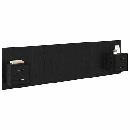 vidaXL Tête de lit avec rangement 3 pcs Noir Aspect Chêne Bois d'ingénierie