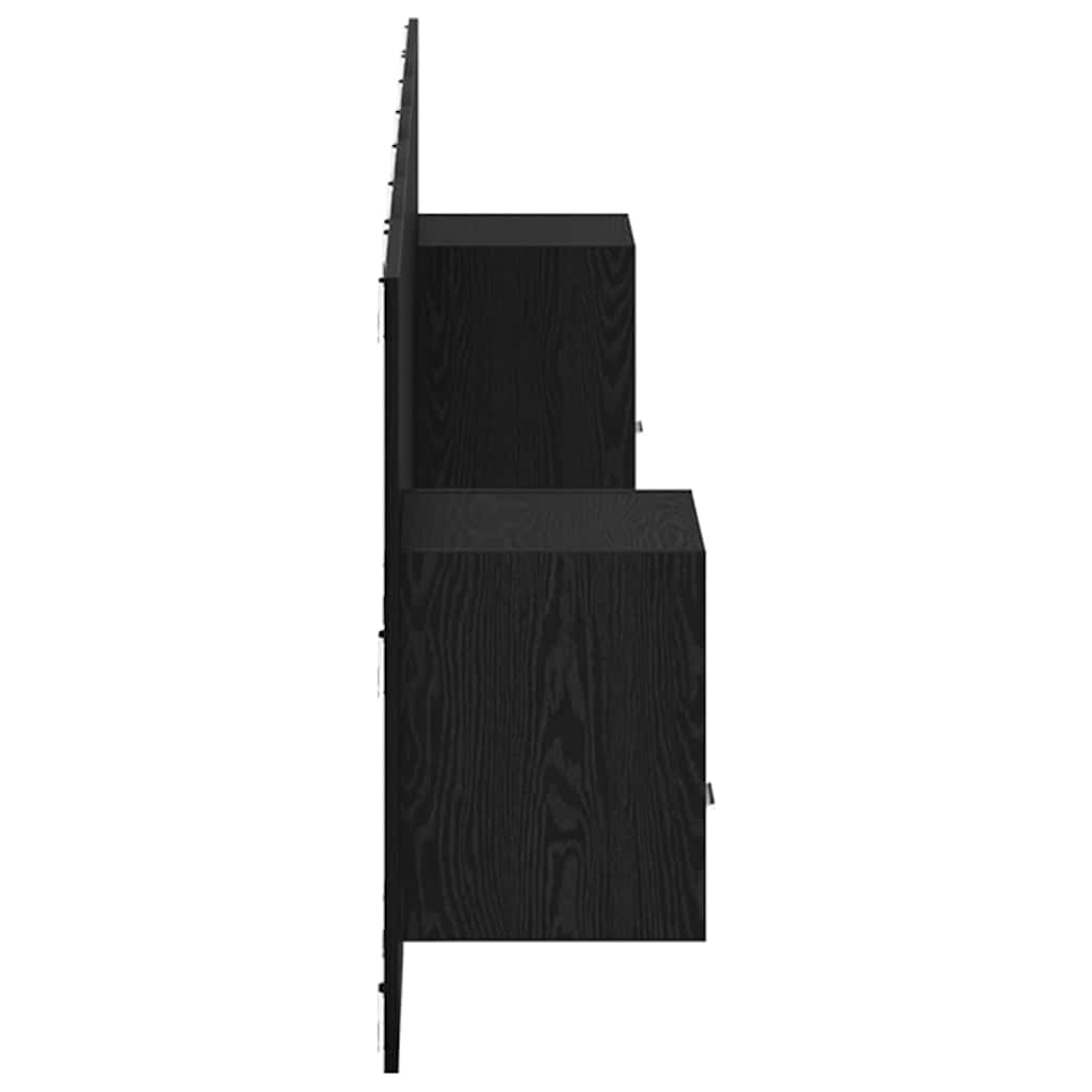 vidaXL Tête de lit avec rangement 3 pcs Noir Aspect Chêne Bois d'ingénierie