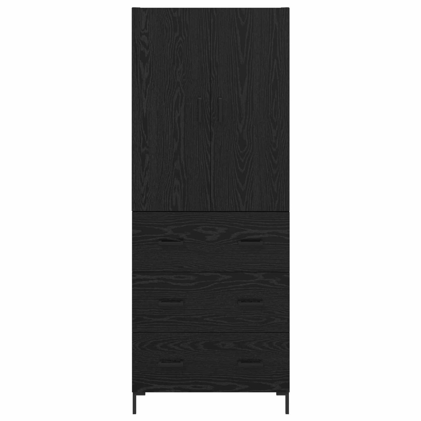 Highboard Schwarz Eichen-Optik 69,5 x 34 x 180 cm Holzwerkstoff