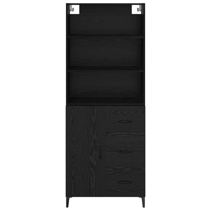 Highboard Schwarz Eichen-Optik 69,5 x 34 x 180 cm Holzwerkstoff