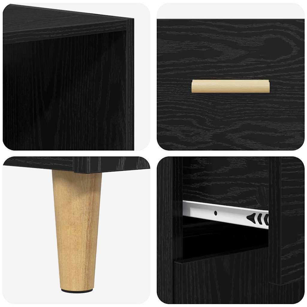 Highboard Schwarz Eichen-Optik 69,5 x 32,5 x 180 cm