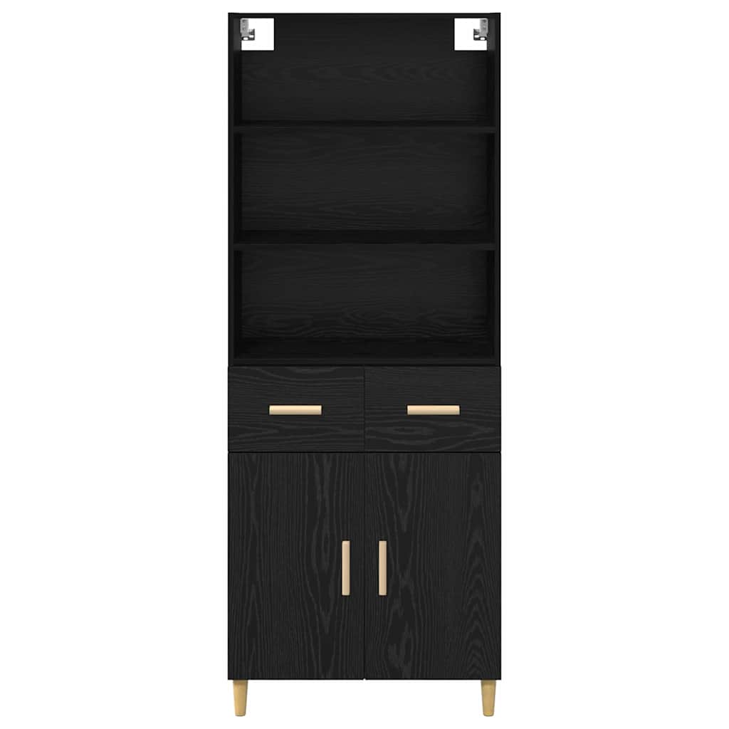 Highboard Schwarz Eichen-Optik 69,5 x 32,5 x 180 cm