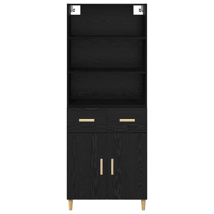 Highboard Schwarz Eichen-Optik 69,5 x 32,5 x 180 cm