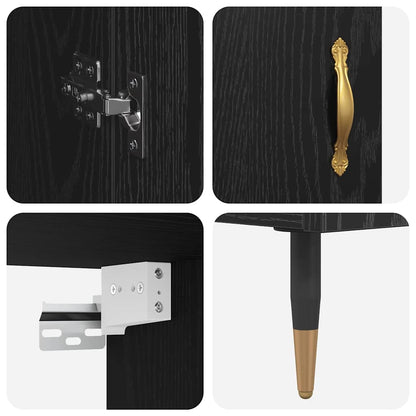 vidaXL Meuble haut 2 pcs Noir aspect chêne Aggloméré