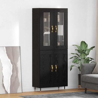 vidaXL Meuble haut 2 pcs Noir aspect chêne Aggloméré