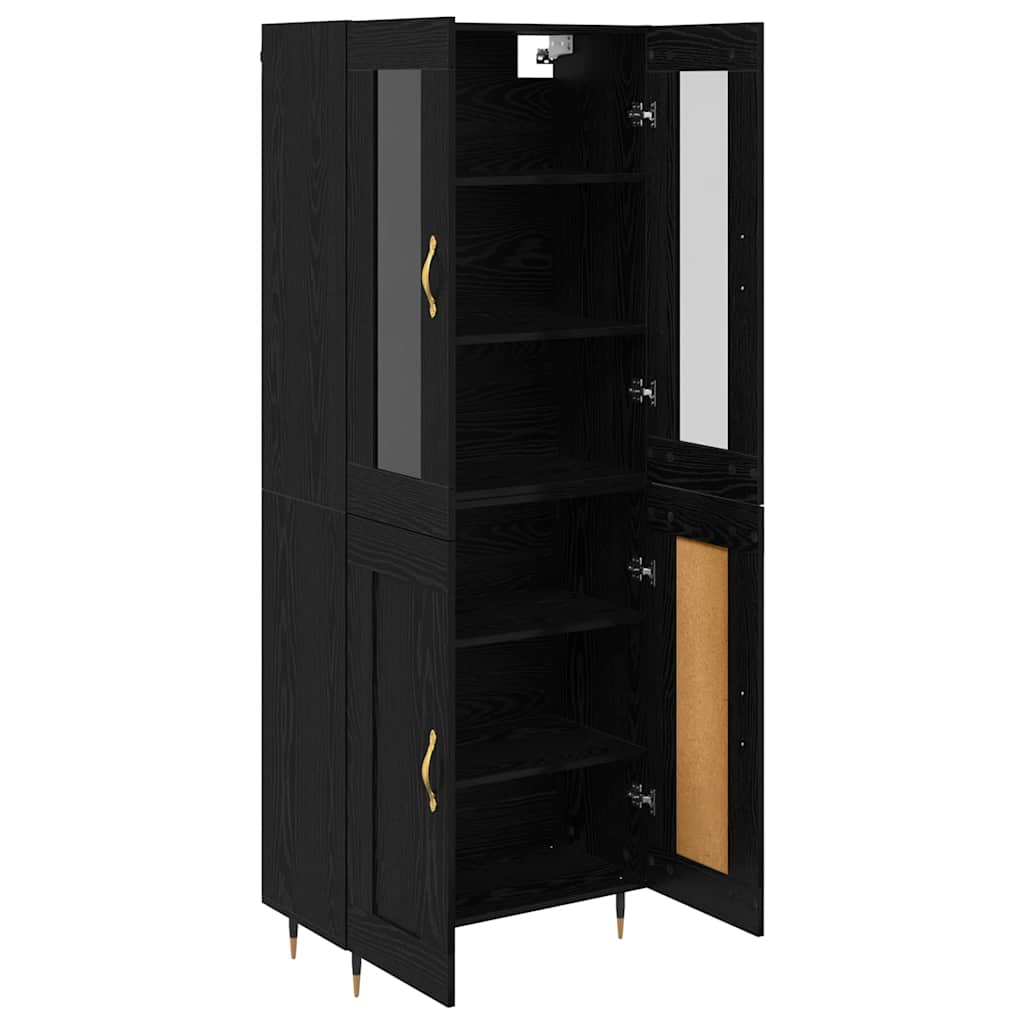 vidaXL Meuble haut 2 pcs Noir aspect chêne Aggloméré