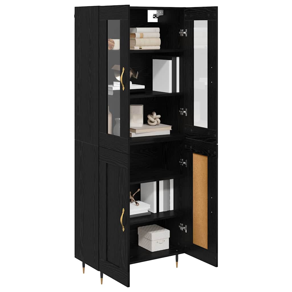vidaXL Meuble haut 2 pcs Noir aspect chêne Aggloméré