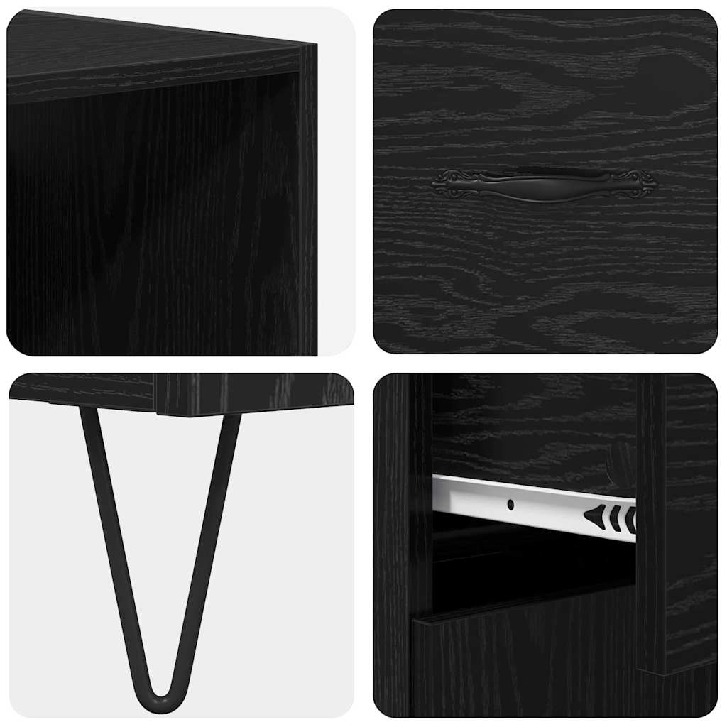 vidaXL Highboard 2 pcs Schwarz Eichen-Optik Holzwerkstoff