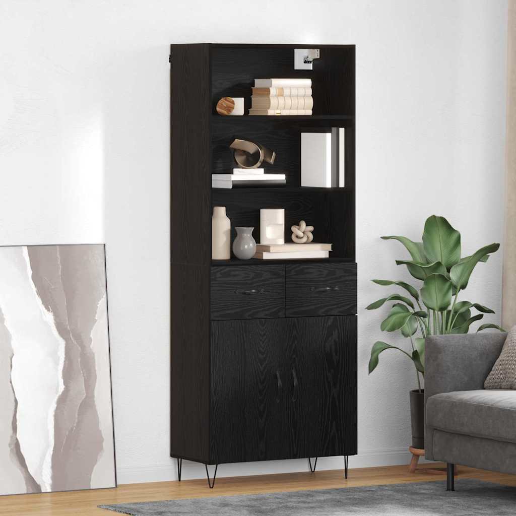 vidaXL Highboard 2 pcs Schwarz Eichen-Optik Holzwerkstoff