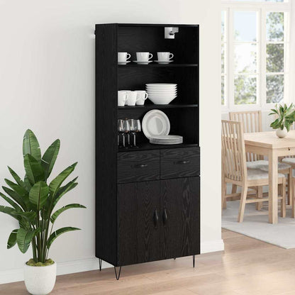 vidaXL Highboard 2 pcs Schwarz Eichen-Optik Holzwerkstoff