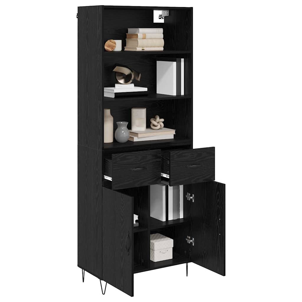 vidaXL Highboard 2 pcs Schwarz Eichen-Optik Holzwerkstoff