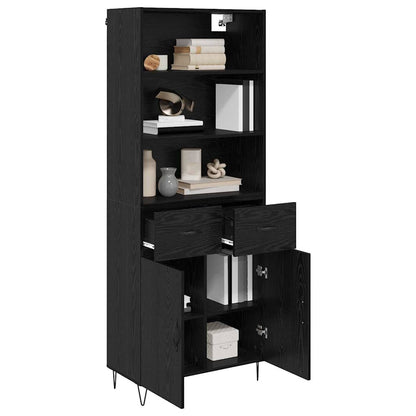 vidaXL Highboard 2 pcs Schwarz Eichen-Optik Holzwerkstoff