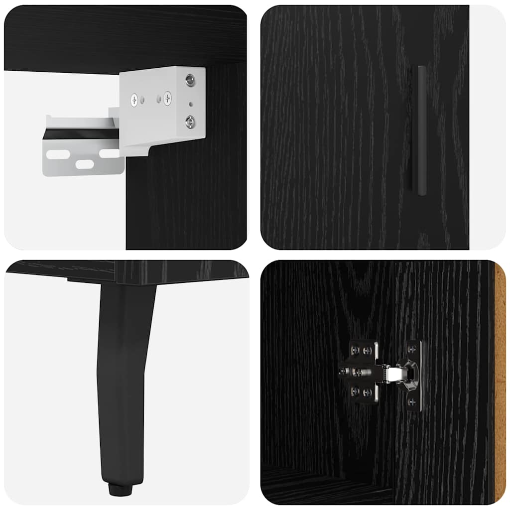 vidaXL Highboard 2 pcs Schwarz Eichen-Optik Holzwerkstoff